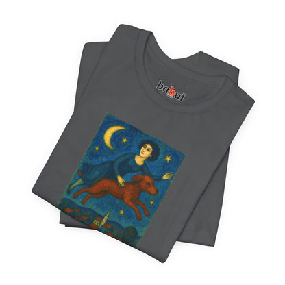 DOGART Unisex Jersey Cat T-Shirt - MARC CHAGALL - Iconic Painting Reimagined with Dogs