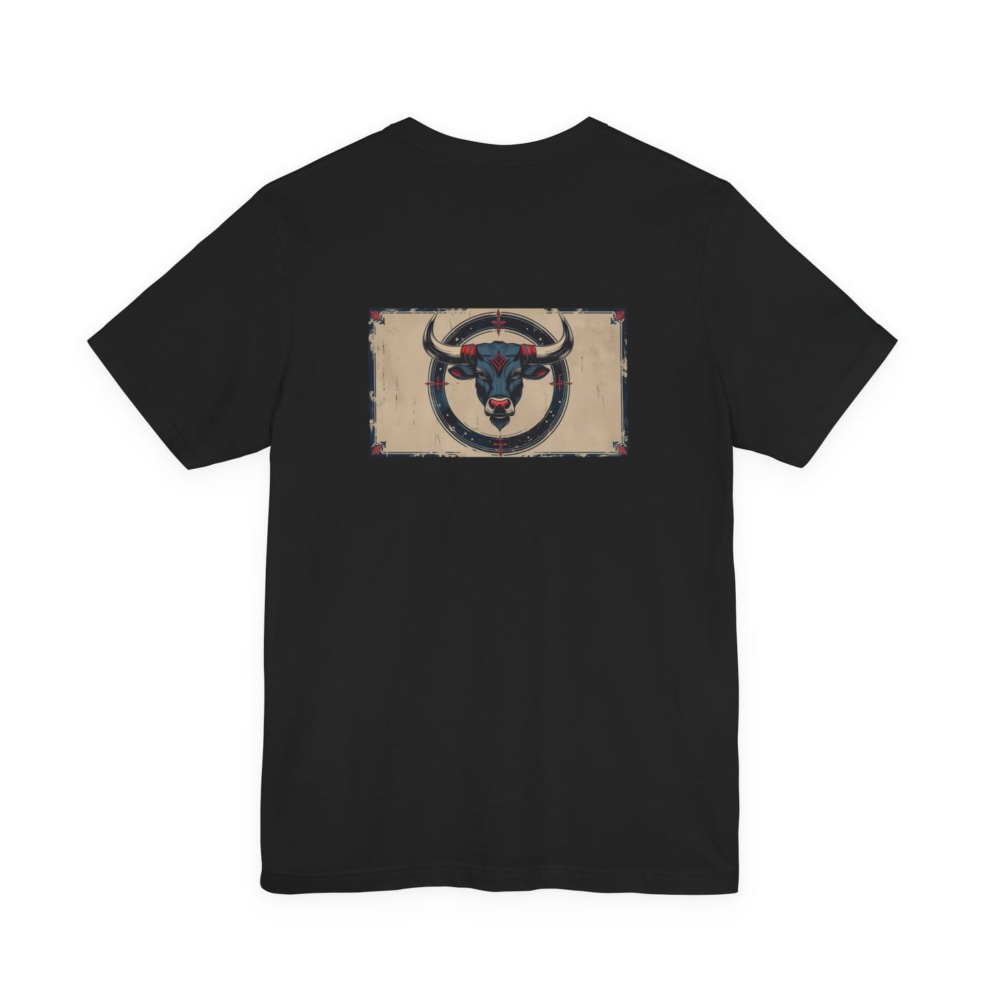 Taurus - Gothic Zodiac T-Shirt. Blue graphic on the back.  Zodiac in the Shadows