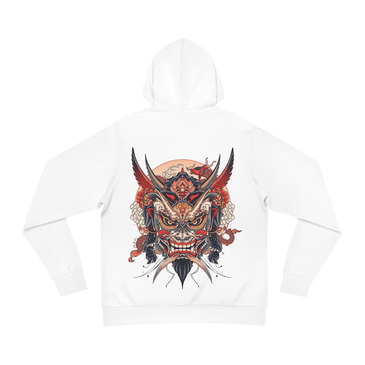 Bold Oni Mask Hoodie - Japanese Irezumi Tattoo Art Streetwear