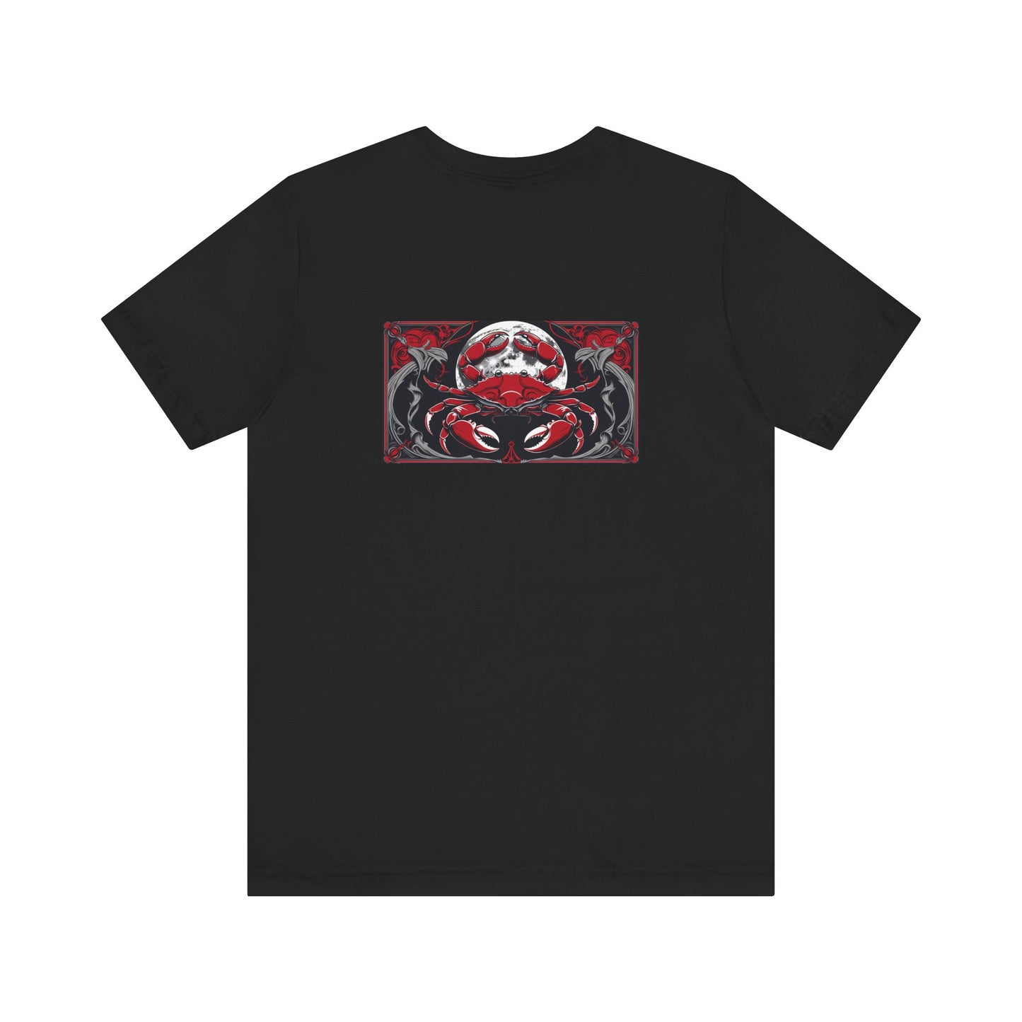 Cancer - Gothic Zodiac, Red Graphic on the back T-Shirt. Zodiac in the Shadows