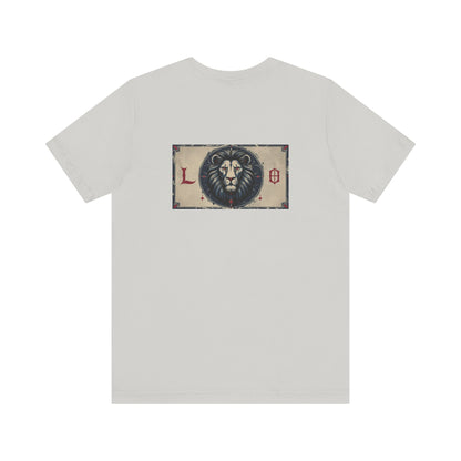 Leo - Gothic Zodiac T-Shirt. Blue graphic on the back.  Zodiac in the Shadows