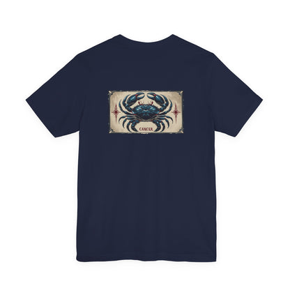 Cancer - Gothic Zodiac T-Shirt. Blue graphic on the back.  Zodiac in the Shadows