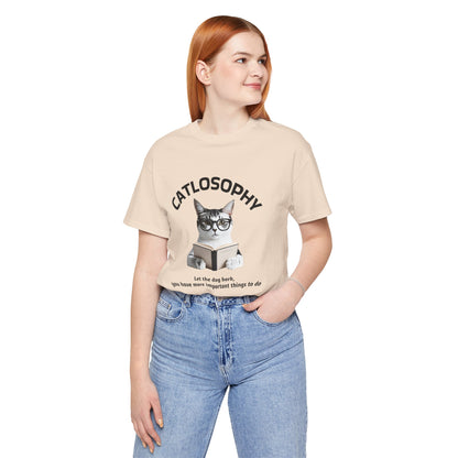 Catlosophy Unisex Jersey Short Sleeve Tee –  "Let the dog bark" Design