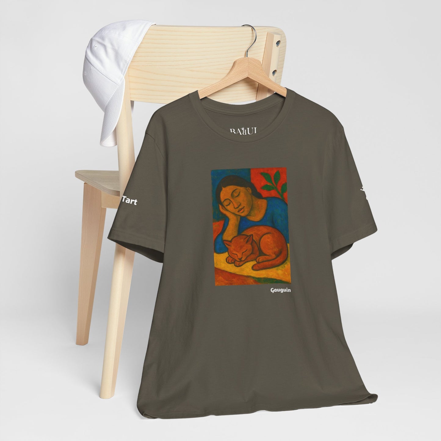 CATART Unisex Jersey Cat T-Shirt - GAUGUIN - Iconic Painting Reimagined with Cats