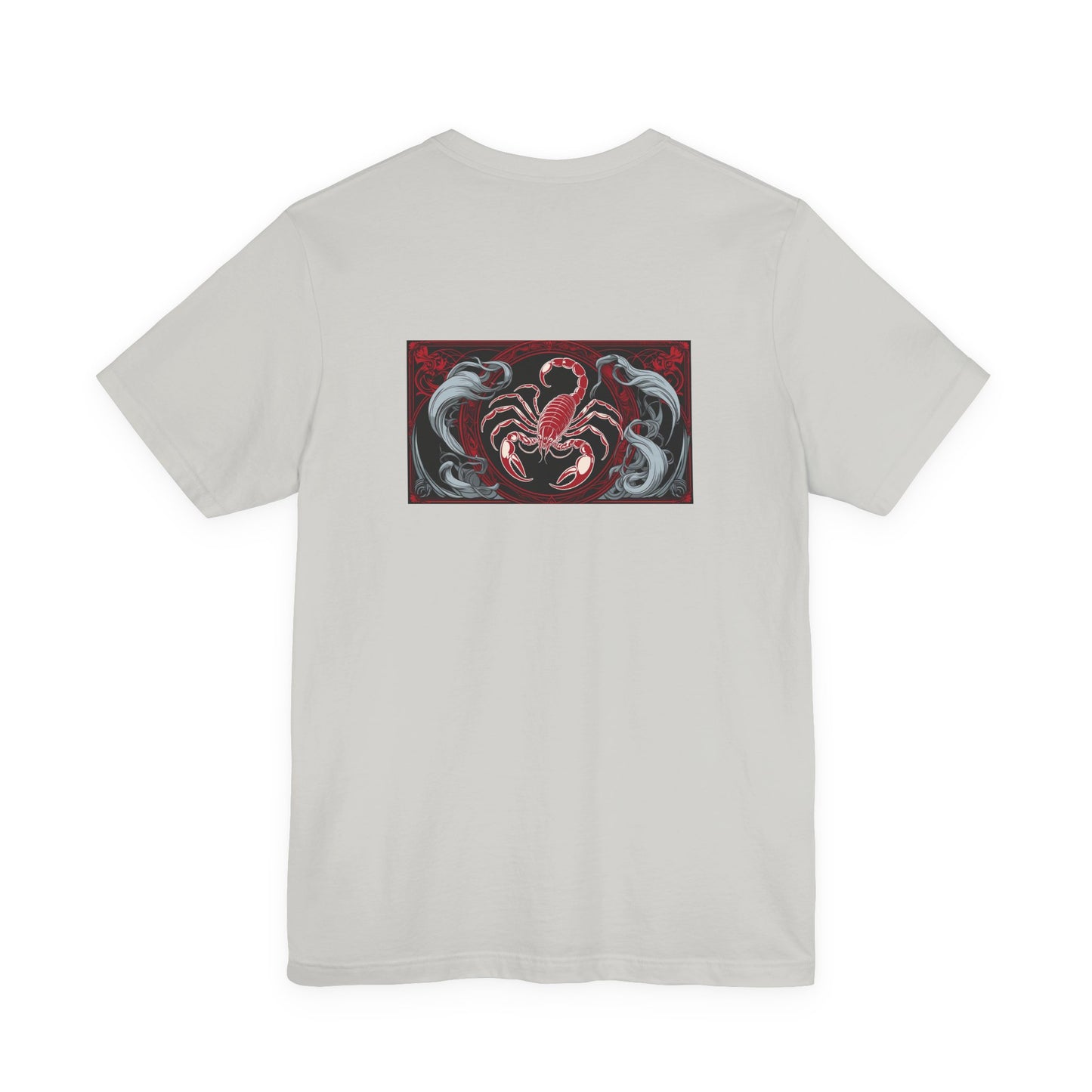 Scorpio - Gothic Zodiac, Red Graphic on the back T-Shirt. Zodiac in the Shadows
