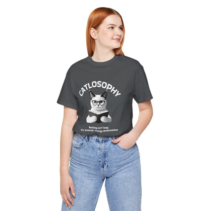 Catlosophy Unisex Jersey Short Sleeve Tee –  "Resting isn't Lazy" Design