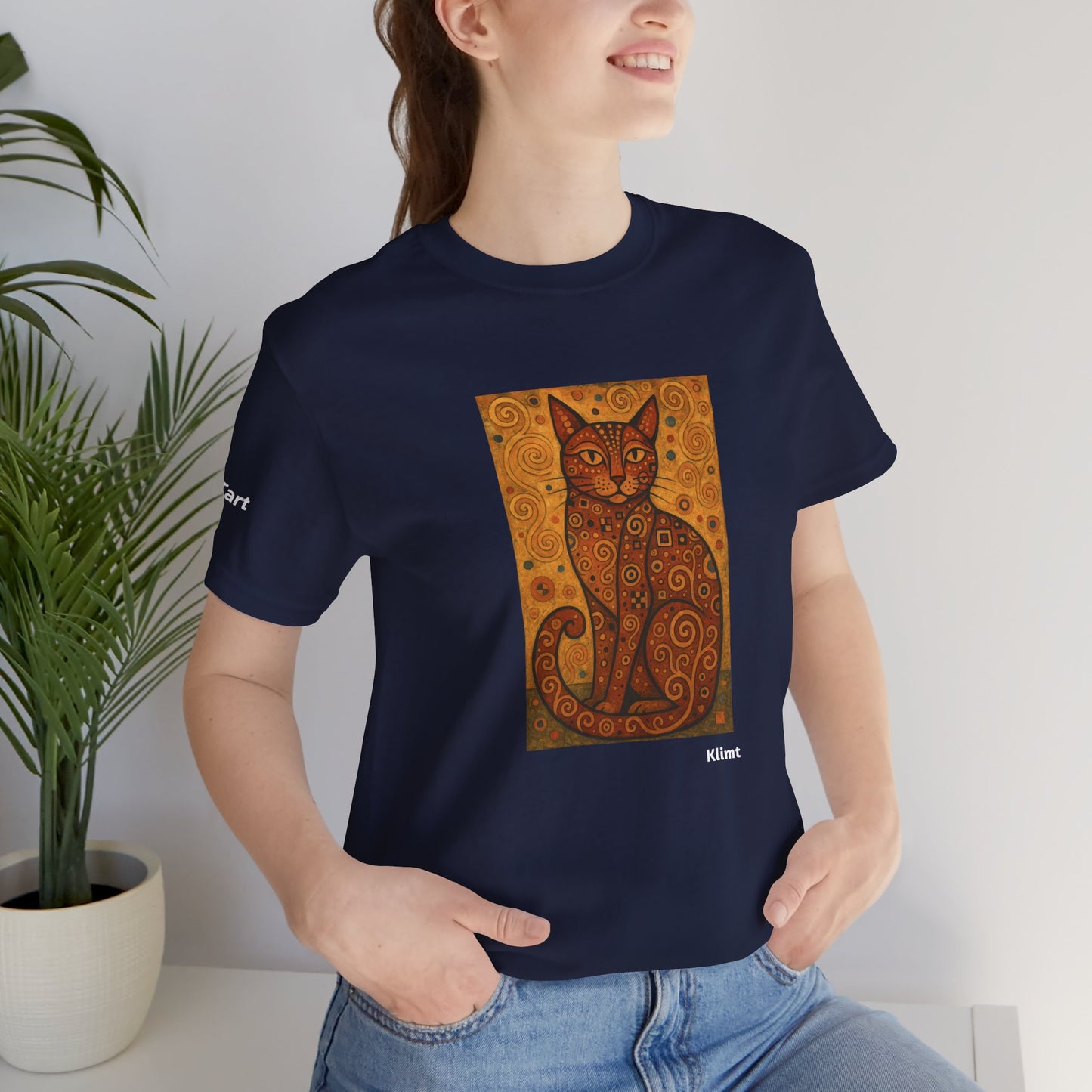 CATART Unisex Jersey Cat T-Shirt - KLIMT - Iconic Painting Reimagined with Cats
