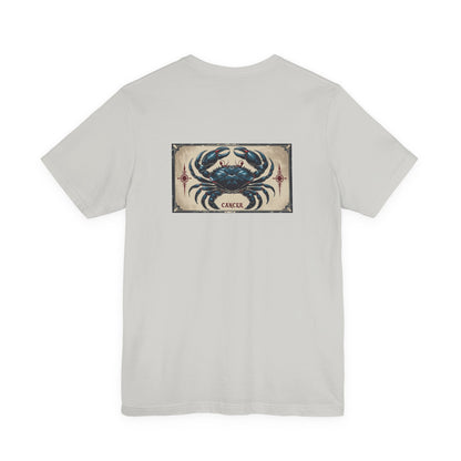 Cancer - Gothic Zodiac T-Shirt. Blue graphic on the back.  Zodiac in the Shadows
