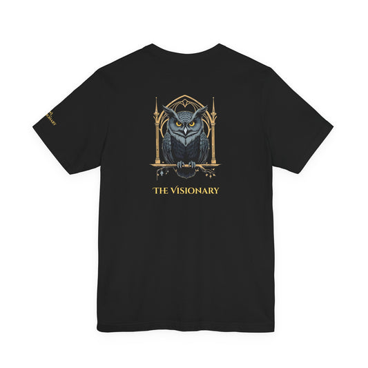 Owl – The Visionary - Magic Animals T-Shirt Black Only (graphic on the back)