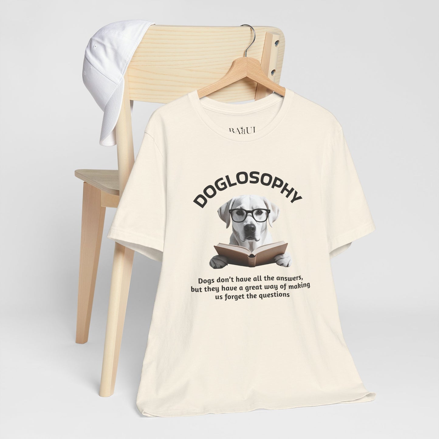 Doglosophy Unisex Jersey Short Sleeve Tee –  "Dogs don't have all the answers" Design