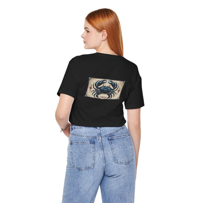 Cancer - Gothic Zodiac T-Shirt. Blue graphic on the back.  Zodiac in the Shadows