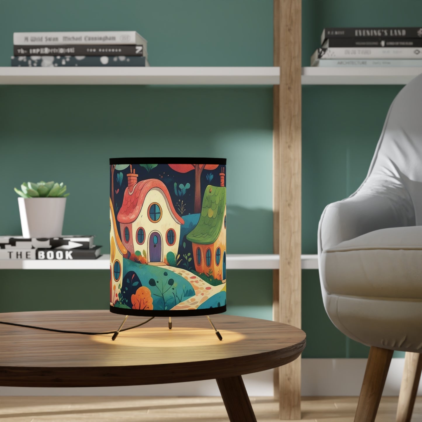 ENCHANTED LIGHTS. Dream Worlds in Your Room. Calming Tripod Lamp. HOUSES IN THE WOODS