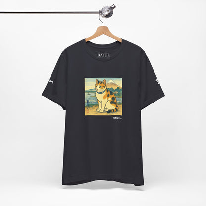 CATART Unisex Jersey Cat T-Shirt - UKIYO-E Japanese art Style - Iconic Painting Reimagined with Cats