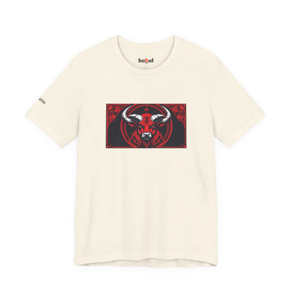 Taurus - Gothic Zodiac T-Shirt. Red graphic in front.  Zodiac in the Shadows