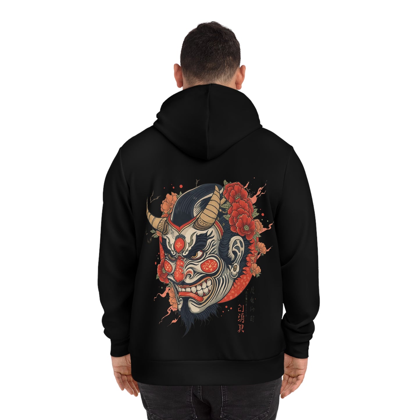 Bold Oni Mask Hoodie - Japanese Irezumi Tattoo Art Streetwear