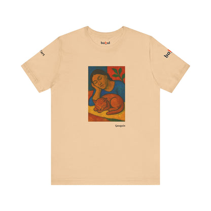 CATART Unisex Jersey Cat T-Shirt - GAUGUIN - Iconic Painting Reimagined with Cats