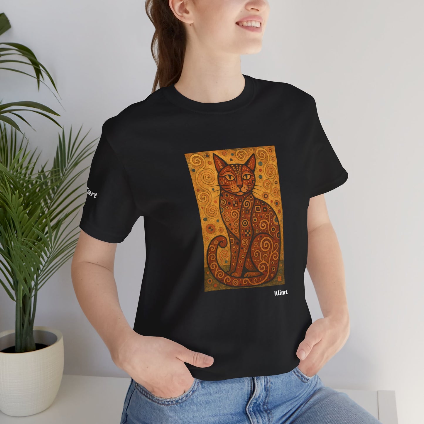 CATART Unisex Jersey Cat T-Shirt - KLIMT - Iconic Painting Reimagined with Cats