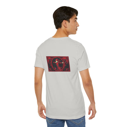 Sagittarius - Gothic Zodiac, Red Graphic on the back T-Shirt. Zodiac in the Shadows