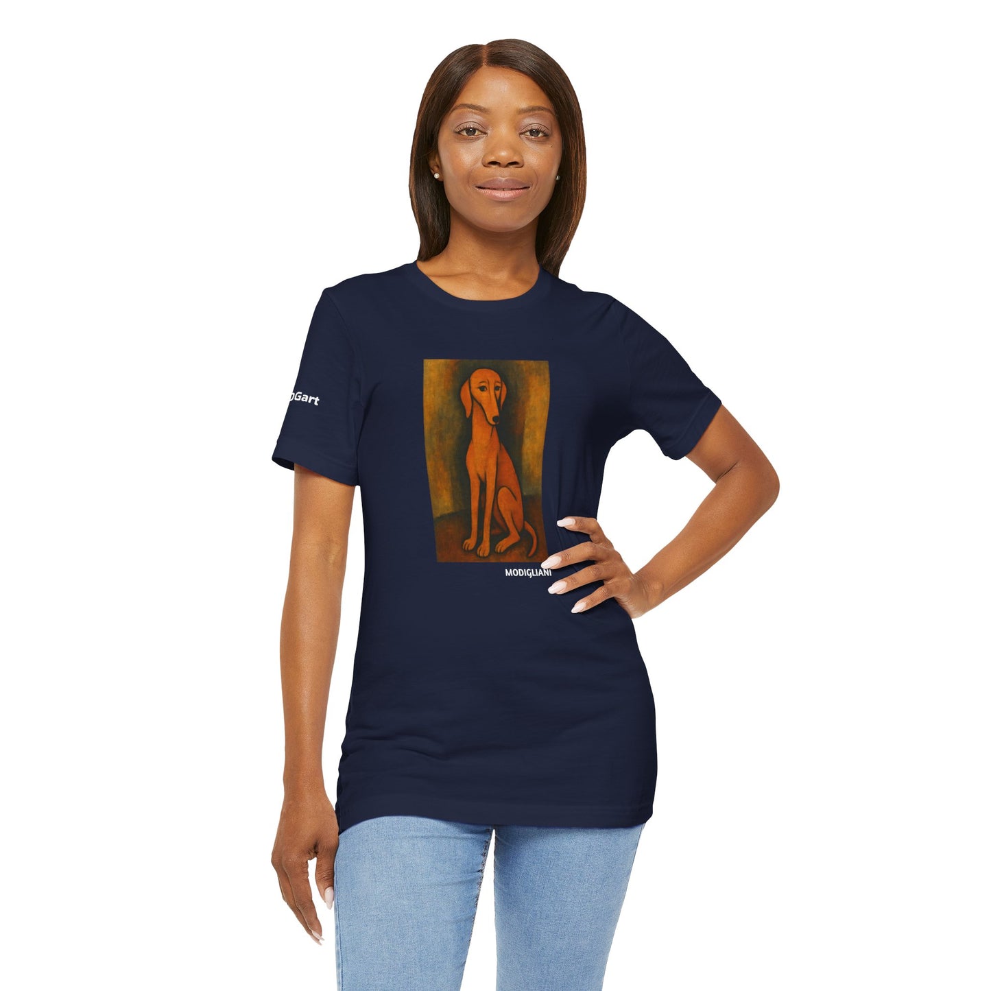 DOGART Unisex Jersey DOG T-Shirt - MODIGLIANI - Iconic Painting Reimagined with Dogs