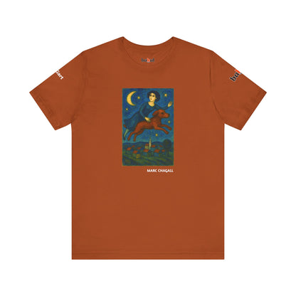 DOGART Unisex Jersey Cat T-Shirt - MARC CHAGALL - Iconic Painting Reimagined with Dogs