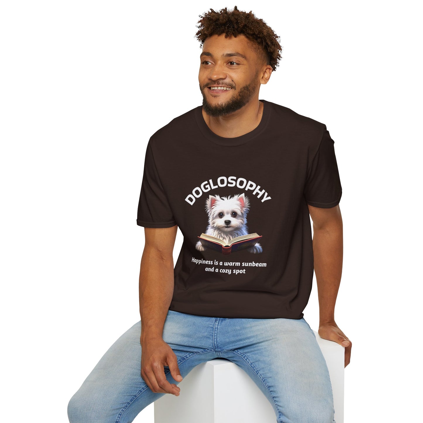 Doglosophy  Unisex Softstyle T-Shirt - "Happiness is a Warm Sunbeam" Design