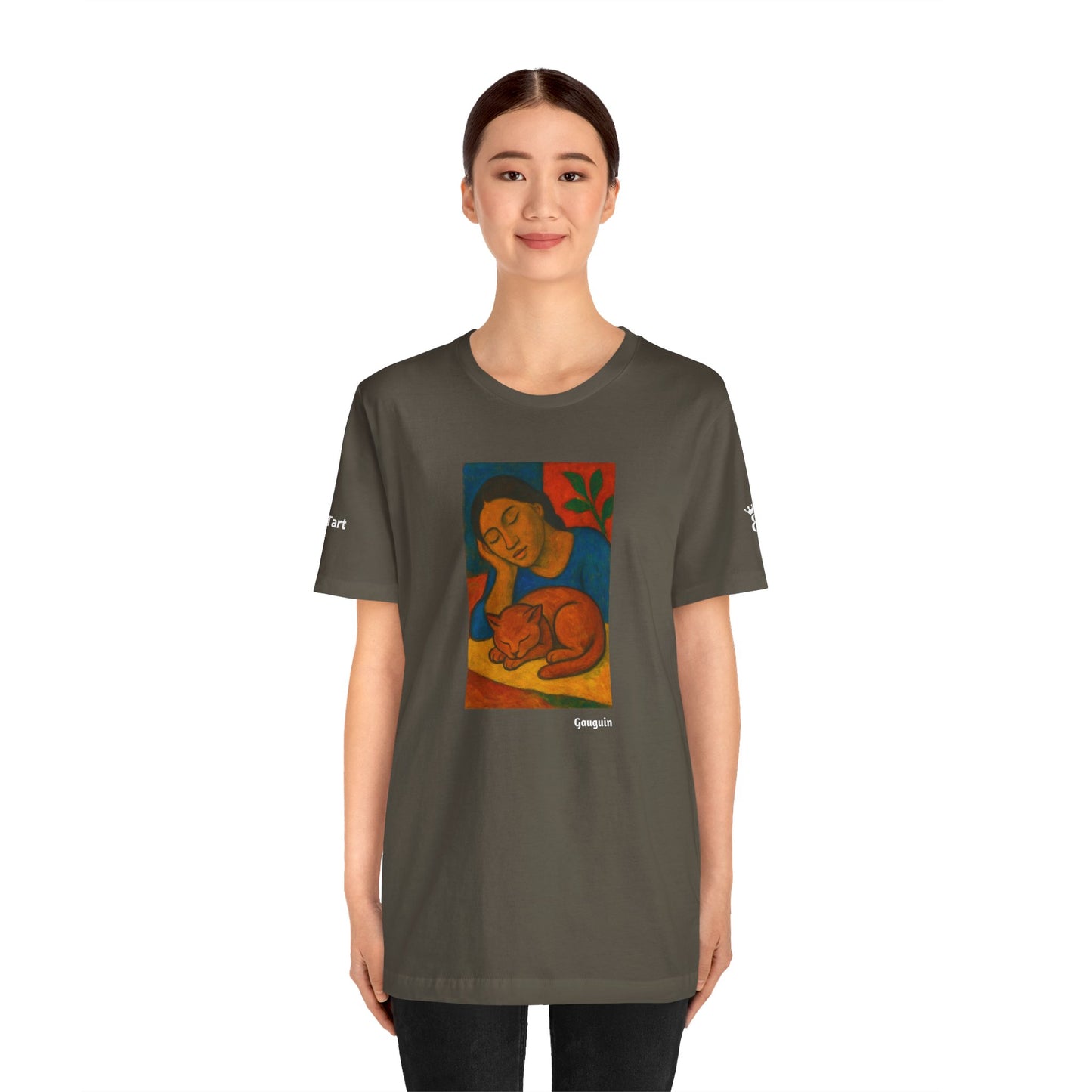 CATART Unisex Jersey Cat T-Shirt - GAUGUIN - Iconic Painting Reimagined with Cats