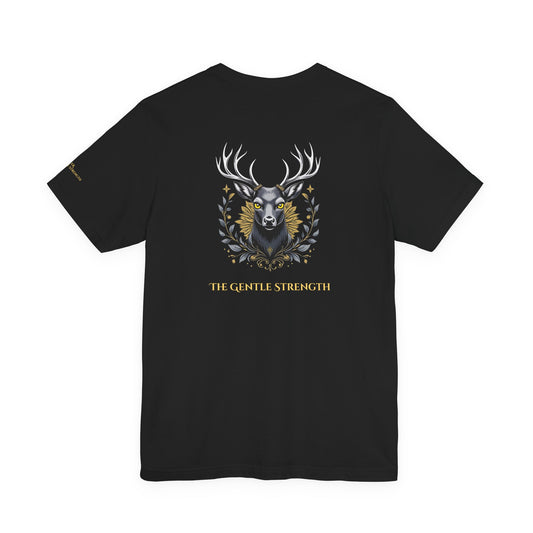 Deer – The Gentle Strength - Magic Animals T-Shirt Black Only (graphic on the back)