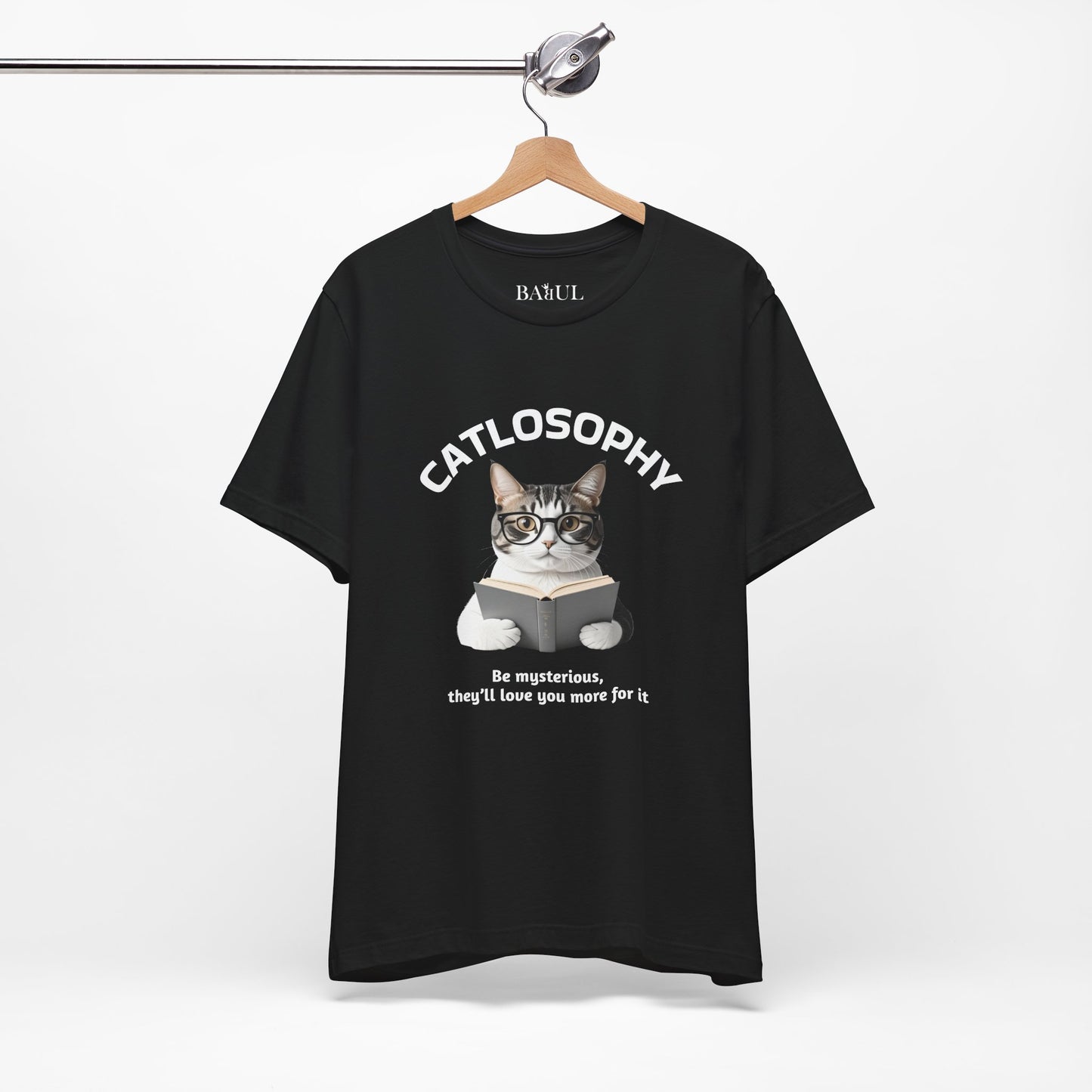 Catlosophy Unisex Jersey Short Sleeve Tee –  "Be mysterious" Design