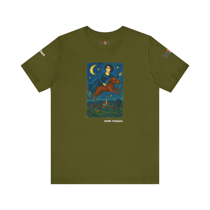 DOGART Unisex Jersey Cat T-Shirt - MARC CHAGALL - Iconic Painting Reimagined with Dogs