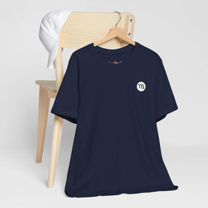 Virgo - Gothic Zodiac T-Shirt. Blue graphic on the back.  Zodiac in the Shadows