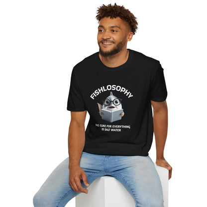 Fishlosophy Unisex T-Shirt - Ocean Vibes and Life's Questions Design - The Cure For Everything Is Salt Water