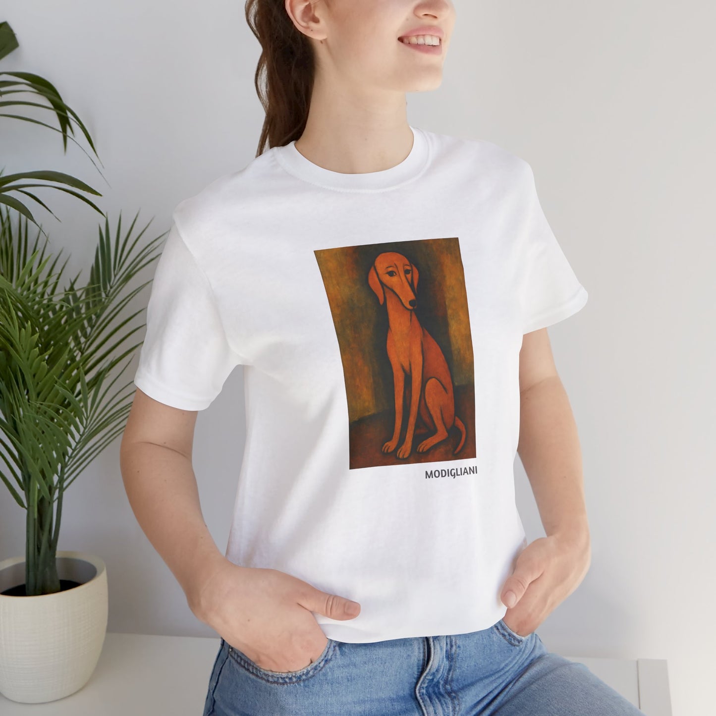 DOGART Unisex Jersey DOG T-Shirt - MODIGLIANI - Iconic Painting Reimagined with Dogs