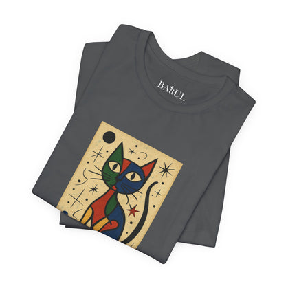CATART Unisex Jersey Cat T-Shirt - MIRO - Iconic Painting Reimagined with Cats