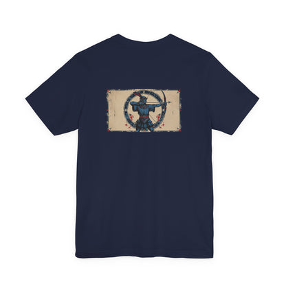 Sagittarius - Gothic Zodiac T-Shirt. Blue graphic on the back.  Zodiac in the Shadows