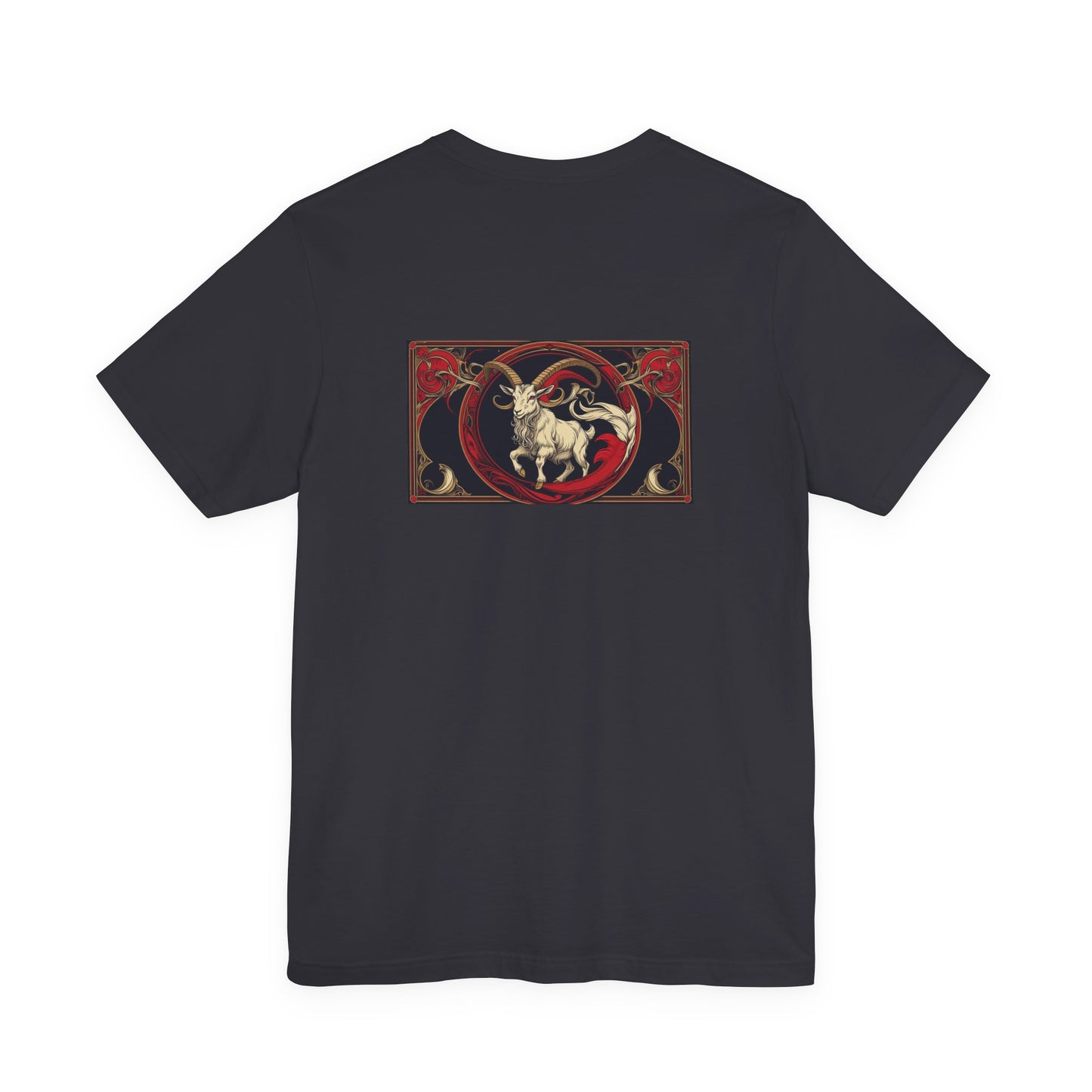 Capricorn - Gothic Zodiac, Red Graphic on the back T-Shirt. Zodiac in the Shadows
