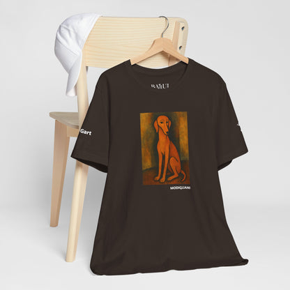 DOGART Unisex Jersey DOG T-Shirt - MODIGLIANI - Iconic Painting Reimagined with Dogs