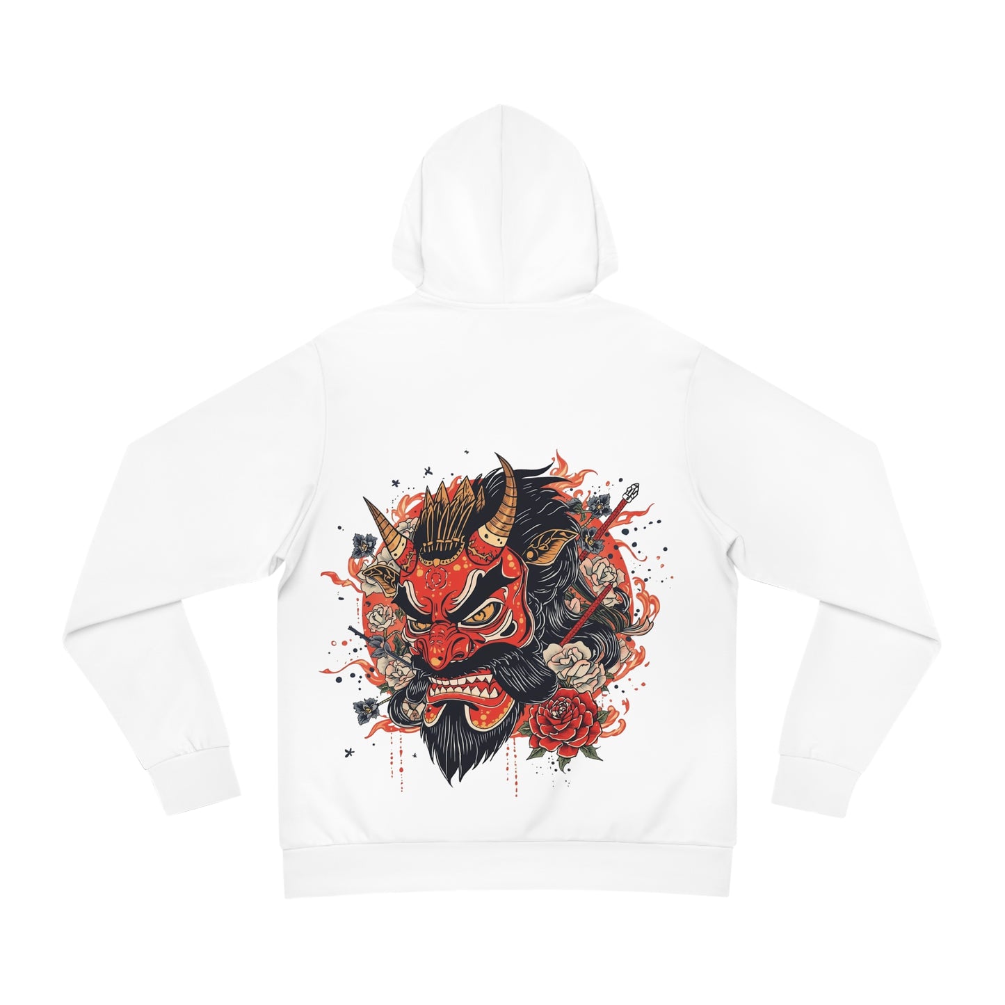 Bold Oni Mask Hoodie - Japanese Irezumi Tattoo Art Streetwear