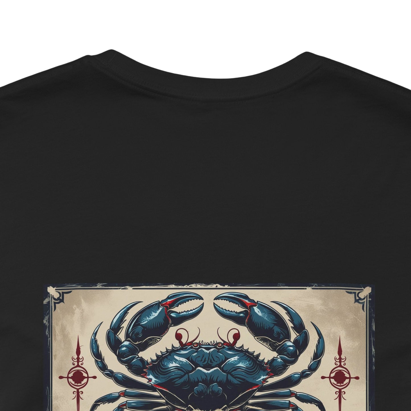 Cancer - Gothic Zodiac T-Shirt. Blue graphic on the back.  Zodiac in the Shadows