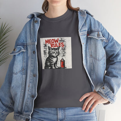 Rebel Graphic Tee - Unisex Heavy Cotton T-Shirt for the Wild at Heart. Rebel Tees, Born to Be Worn - MEOW RULES