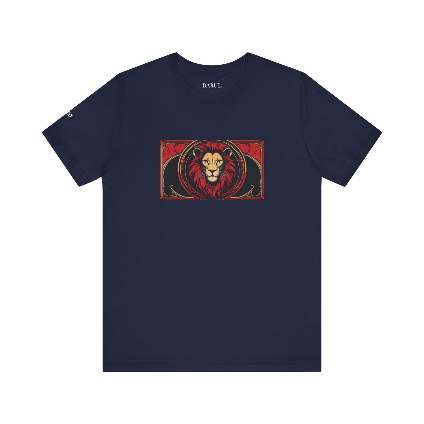 Leo - Gothic Zodiac T-Shirt. Red graphic in front.  Zodiac in the Shadows
