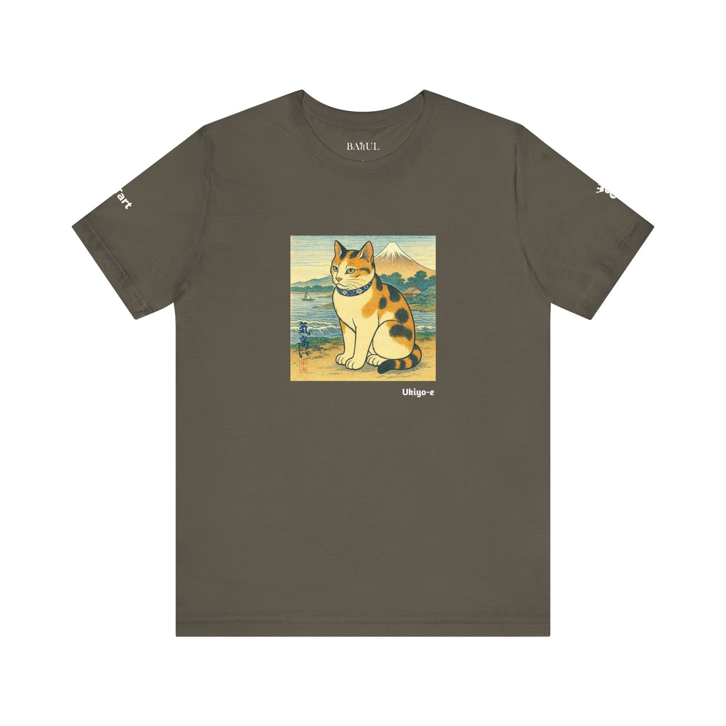 CATART Unisex Jersey Cat T-Shirt - UKIYO-E Japanese art Style - Iconic Painting Reimagined with Cats