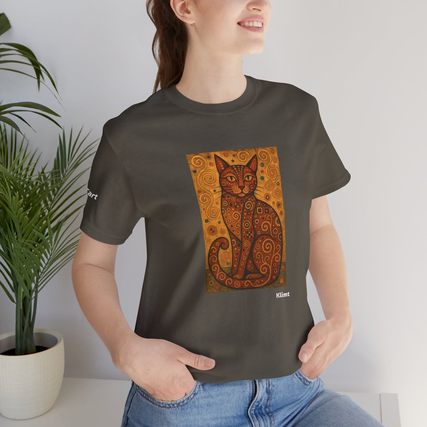 CATART Unisex Jersey Cat T-Shirt - KLIMT - Iconic Painting Reimagined with Cats