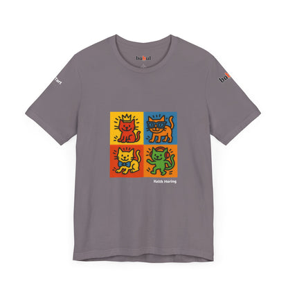 CATART Unisex Jersey Cat T-Shirt - KEITH HARING - Iconic Painting Reimagined with Cats