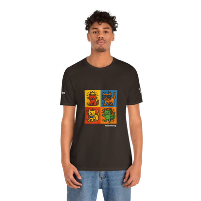 CATART Unisex Jersey Cat T-Shirt - KEITH HARING - Iconic Painting Reimagined with Cats