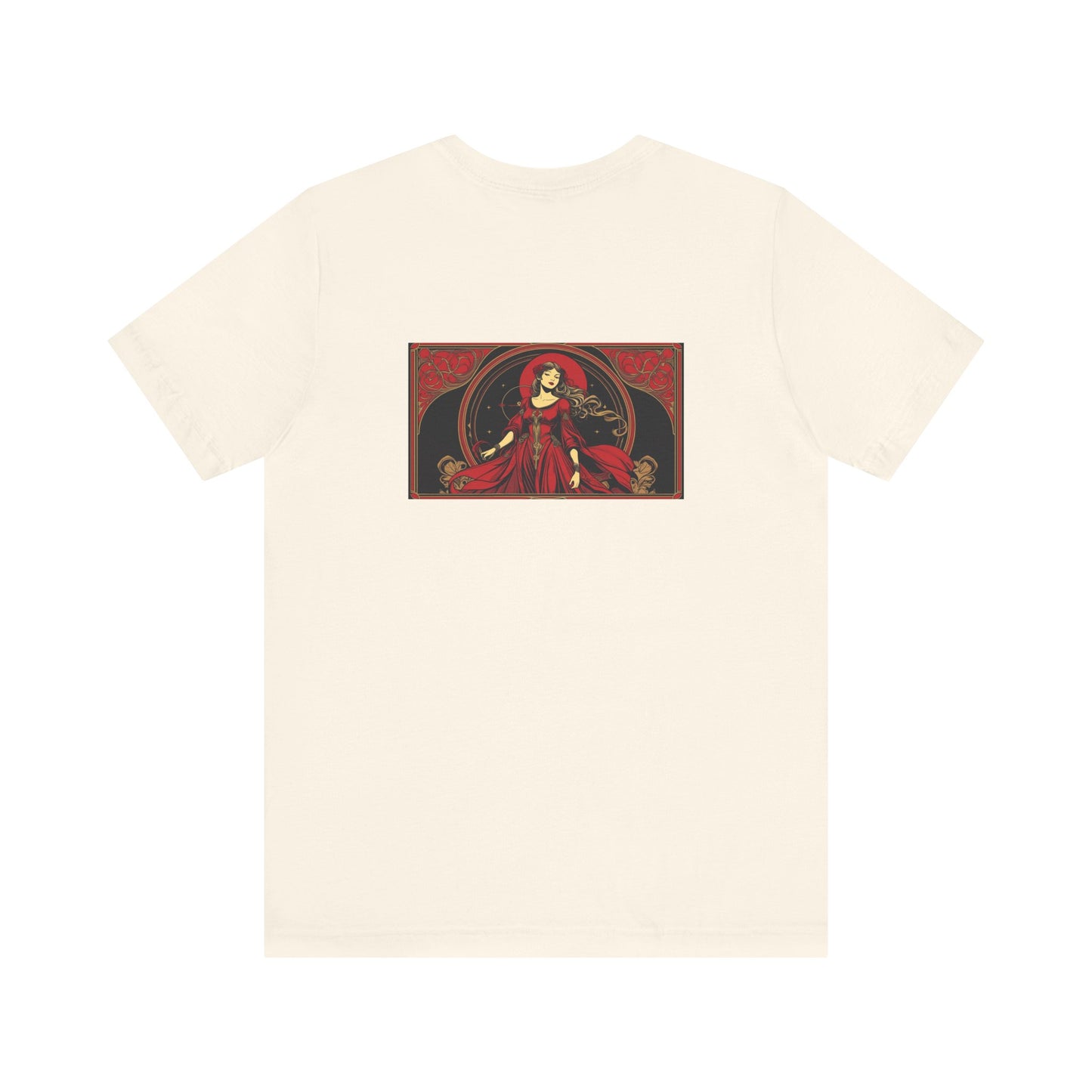 Virgo - Gothic Zodiac, Red Graphic on the back T-Shirt. Zodiac in the Shadows