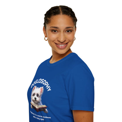 Doglosophy  Unisex Softstyle T-Shirt - "Happiness is a Warm Sunbeam" Design