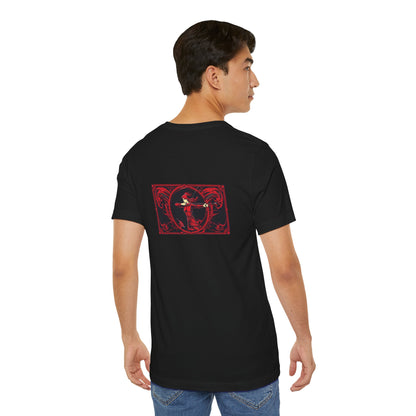 Sagittarius - Gothic Zodiac, Red Graphic on the back T-Shirt. Zodiac in the Shadows
