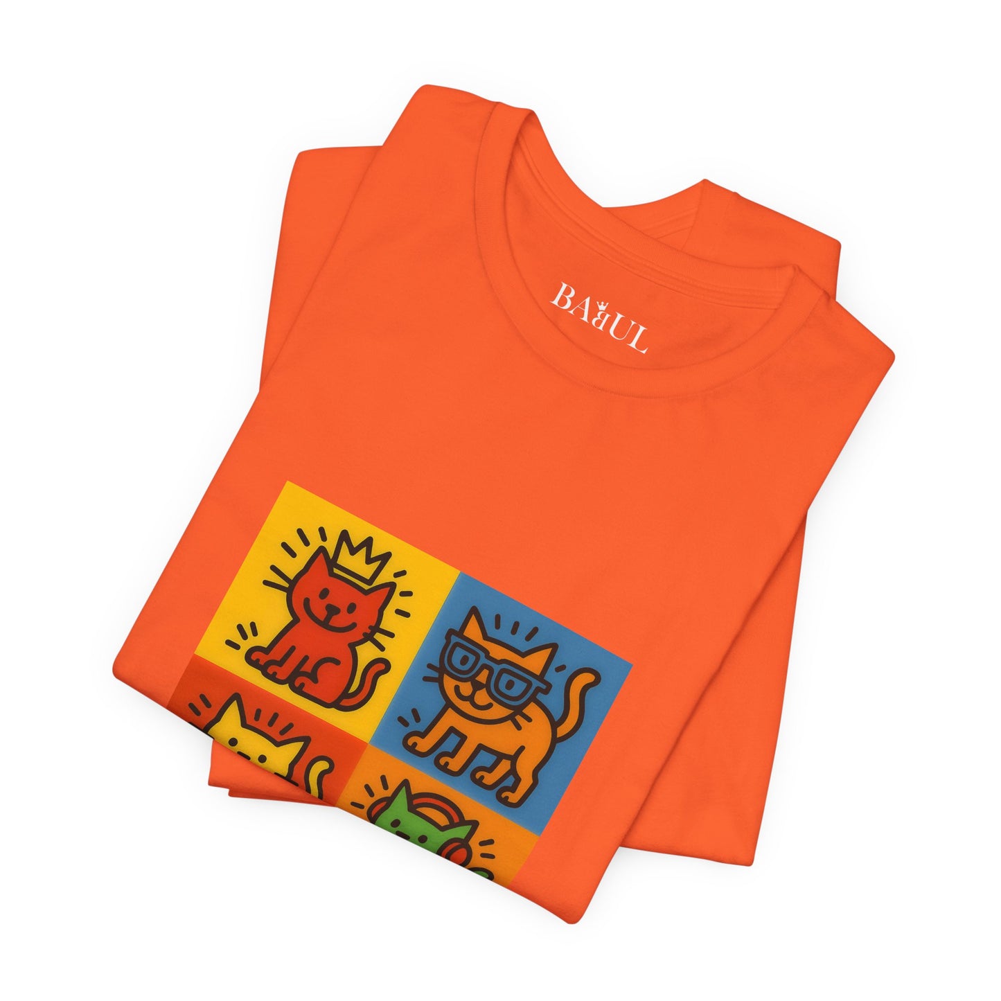 CATART Unisex Jersey Cat T-Shirt - KEITH HARING - Iconic Painting Reimagined with Cats