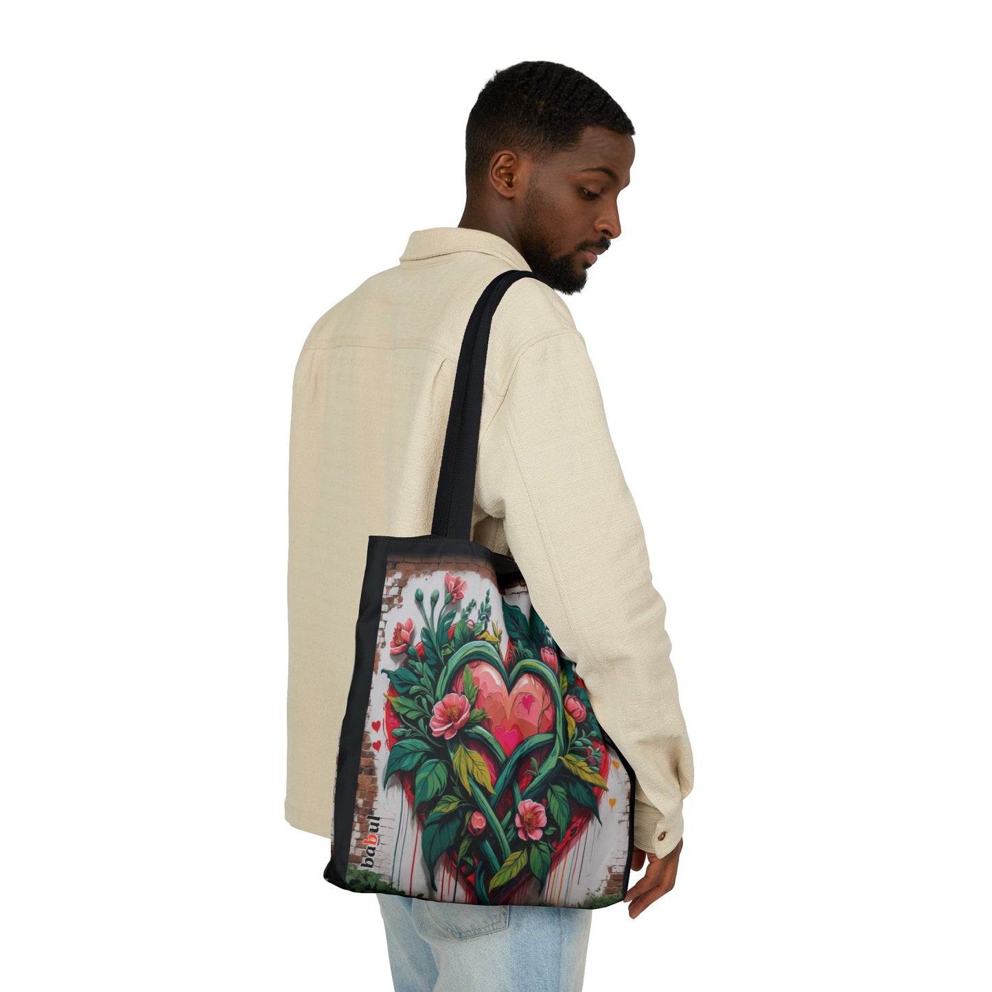 Artistic Surge - Eco-Friendly Canvas Tote Bag - FLOWERED HEARTS