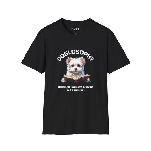 Doglosophy  Unisex Softstyle T-Shirt - "Happiness is a Warm Sunbeam" Design